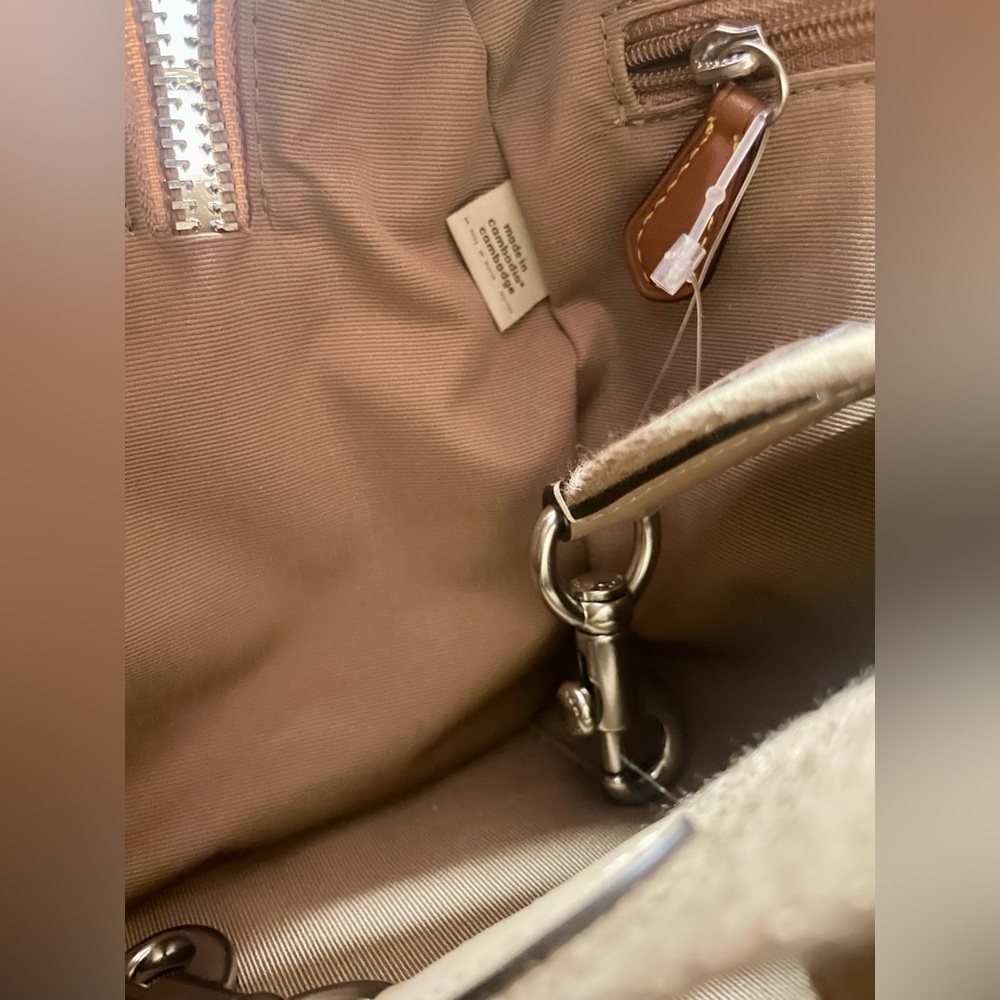 NWT Coach Medium Rowan Satchel Bag In Rainbow Signature Canvas CDA90 Sand Multi - Picture 11 of 11